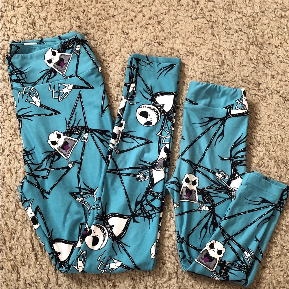 Lularoe Mommy & Me leggings ( OS & S/M) preloved. RARE!! NBC/ Jack Skellington